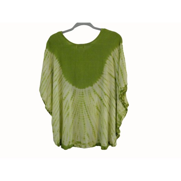 Just Cruising Womens Flutter Sleeve Boho Top Green Tie Dye Free Size - Picture 5 of 9